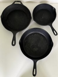 3 Cast Iron Skillets - (B3)