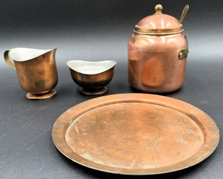 Vintage Copper Jam Jar With Pitcher, Bowl & Tray - (FR)