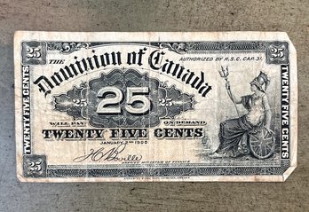 1900 Canada 25 Cent Paper Note