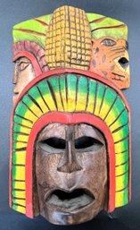 Wooden Mask Wall Hanging Decor - (KS)