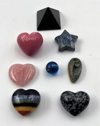 Lot Of 8 Trinket Stones - Hearts, Obsidian Pyramid, Etc