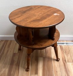 Vintage Wood Colonial Style Accent Drum Table