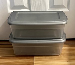 Lot Of 2 Smaller Lidded Totes