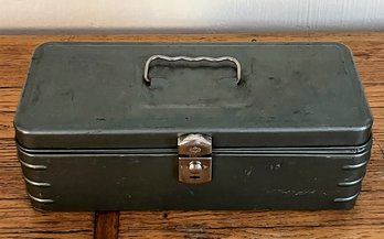 Small Metal Tool Box Filled With Hardware Items