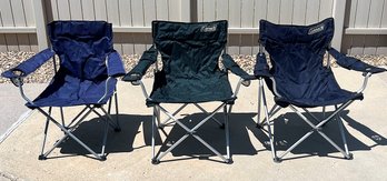 Lot Of 3 Folding Camping Chairs In Portable Carrying Cases
