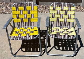 2 Vintage Outdoor Aluminum Folding Chairs