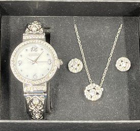 New In Box Pretty Gift Set - Watch, Necklace & Earrings #84