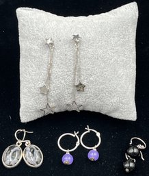 Natural Gemstone Earrings Set In Sterling Silver #89