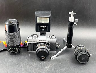 Vintage Minolta Camera Bundle In Cases & Carrying Case