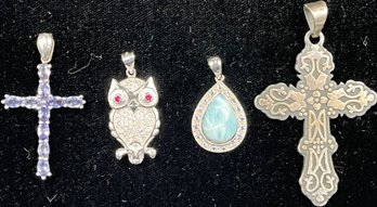 Collection Of Sterling Silver Pendants, Some With Gemstones #90