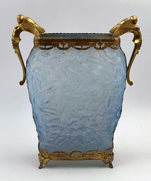 Gorgeous Art Deco Glass & Metal Vase