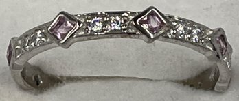 White & Pink Diamond Ring Set In Sterling Silver #98