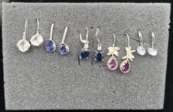 Stunning Gemstone Earrings Set In Sterling Silver #100