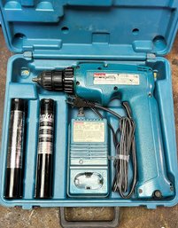 MAKITA 9.6V 3/8' Cordless Drill / Driver (Model #6095D) & Fast Charger With 2 Batteries In Case