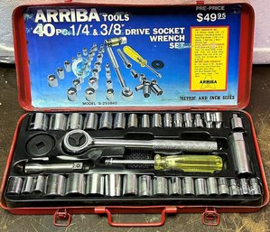Arriba Tools 40 Piece Drive Socket Wrench Set In Metal Case