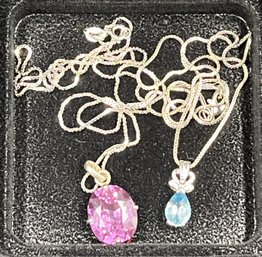 Gemstone Pendants Set In Sterling Silver Chains #110