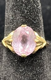 Pink Gemstone Ring Set In 14K Yellow Gold #121