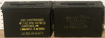 2 Metal Ammo Cartons 200 Cartridge 7.62 MM-M82 - (GW)