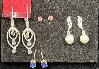 4 Pairs Gemstone Earrings - Set In Yellow Gold Or Sterling Silver #131