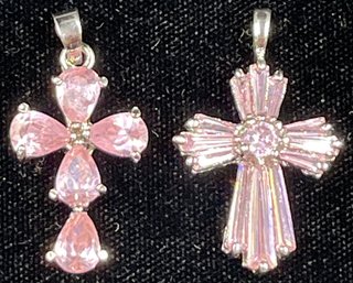 Cross Pendants With Pink Stones #135