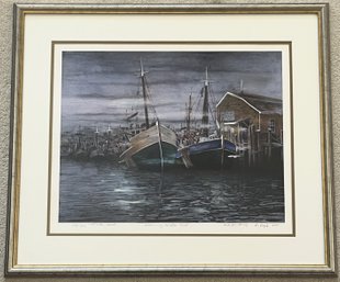 'Morning Harbor Mist' Signed & Numbered Lithograph Hand Water Colored By R. Doyle - (FR)