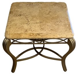 Faux Marble Metal End Table - (BU)