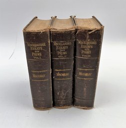 Vintage 3 Book Set - Misc Essays And Poems By Thomas Babington Macaulay (Volumes I, II, & III) - (1884)