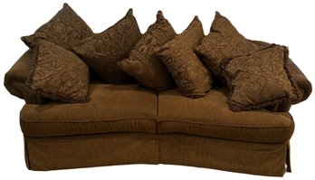 Elegant Brown Cloth Couch With 7 Pillows - (BU)