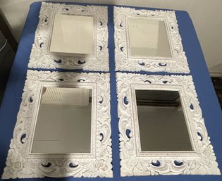 4 Ornate White Wood Framed Mirrors   M#5 -(BB1)