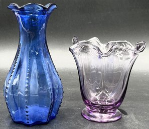 Vintage Colored Glass Vases - (K1)