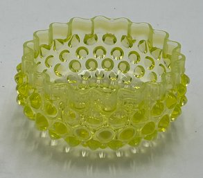 Vintage Uranium Glass Bowl With Scalloped Edge - (HC)
