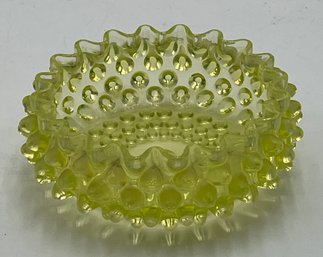 Vintage Small Uranium Glass Bowl With Scalloped Edge - (HC)