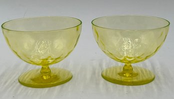 Vintage Lot Of 2 Uranium Goblet Bowls - (HC)
