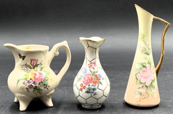 2 Small Vintage Pitchers & 1 Vase - (B1)