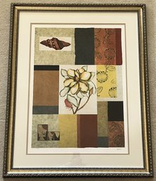 Wood Framed Flowers & Shells Signed & Numbered Print By Artist Johnson - (FR)