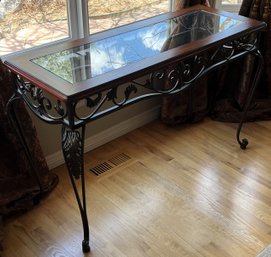 Metal & Wood Glass Top Console Table - (DR)