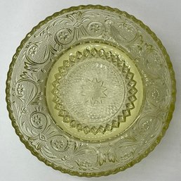 Small Yellow Vintage Glass Bowl With Sunburst Bottom - (HC)