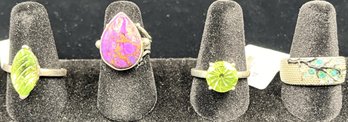 4 Gemstone Ring Set In Sterling Silver #172