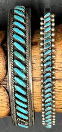 2 Sterling Silver Turquoise Bracelets J30 - (HC)