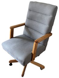 Wood Upholstered Rolling Office Chair - (O)