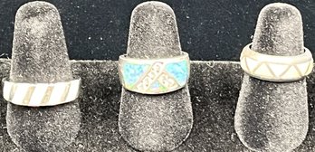 3 Opal Rings Set In Sterling Silver #175