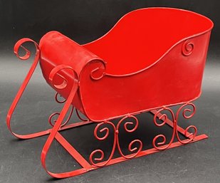 Red Metal Sleigh Decor - (K7)