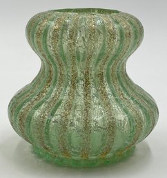 Dugan Glass Japanese Venetian Pompeiian Green Art Glass Vase Gourd Shape - (H)