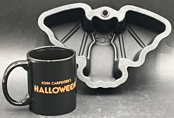 Silicone Bat Baking Dish & Halloween Coffee Mug - (K7)