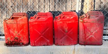 Lot Of 4 Vintage Metal Gas Cans
