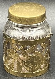 Vintage Nestle Glass Jar With Brass Outside & Lid - (K15)