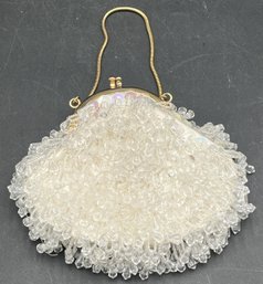 Vintage Clear Beaded Handbag - (K15)