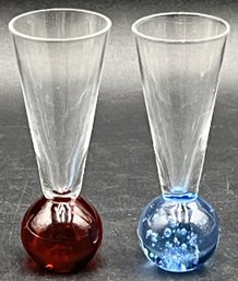 2 Vintage Bubble Ball Aperitif/Cordial Glasses - (K15)