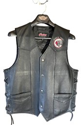 New Black Leather Indian Motorcycle Vest - (CC)