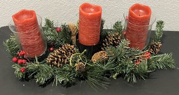 Wreath Candle Holder With Candles - (BU)